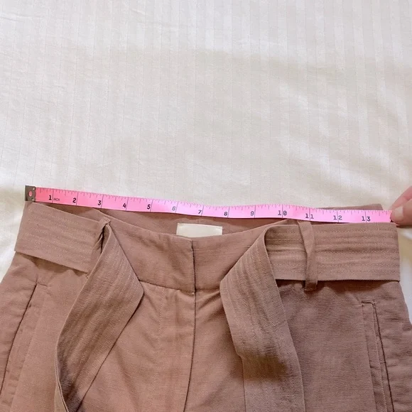 Aritzia Wilfred Jallade Tie Front High Rise Linen Blend Trouser Pant Pink size 6 - Picture 13 of 15